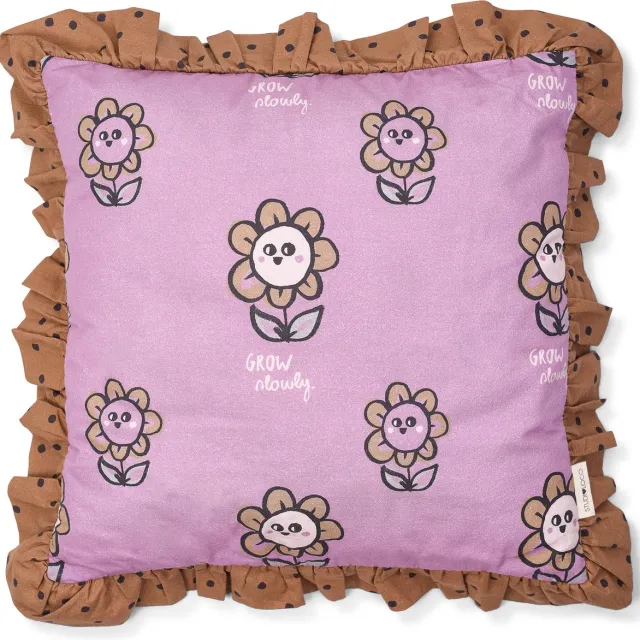 Studio Loco Frilled Sierkussen Floral - 40x40cm - Paars/Bruin
