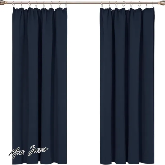 Mrs. Jones Verduisterende Plooiband Gordijnen Marineblauw 117x138 cm Set van 2 Woonkamer Slaapkamer . multi-color