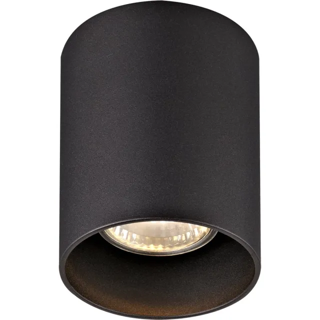 Fantasia Babar ronde plafondlamp in zwart, Ø80 x H95mm, 1x GU10-fitting (excl. lichtbron, max. 50W), IP20
