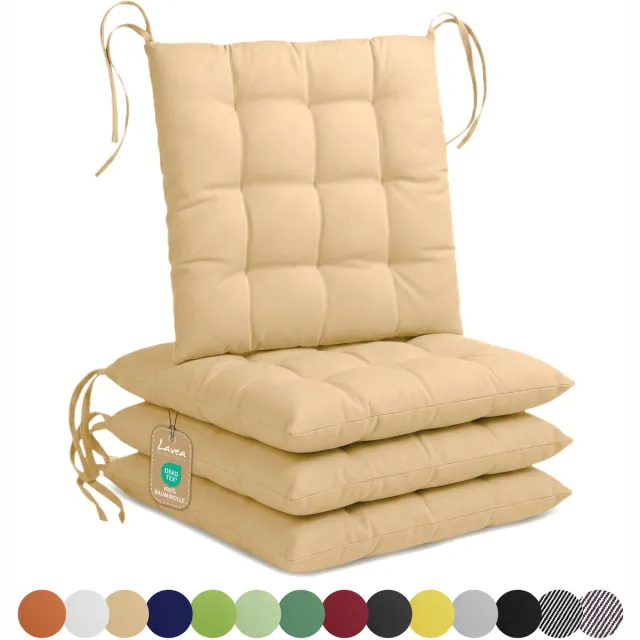 lavea Stoelkussens 40x40 cm, Set van 4 – Zitkussen & Stoelpads voor Binnen en Buiten – Comfortabel, Wasbaar en Duurzaam – Zandkleur