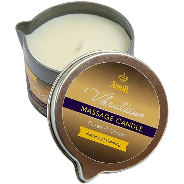 Vibratissimo massagekaars Caramel Cream 100 ml met karamelgeur van natuurlijke grondstoffen en kokosolie geschikt voor de gevoelige huid