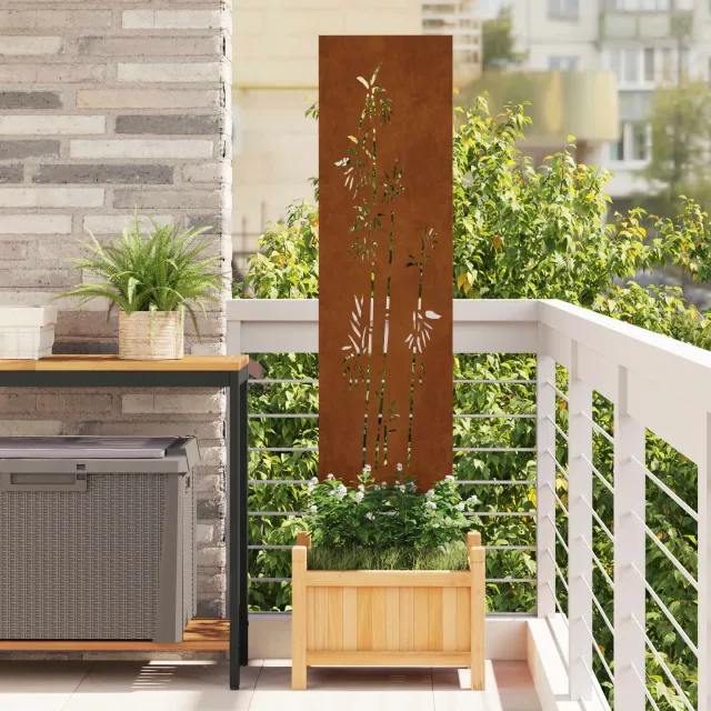 vidaXL Tuin Privacy Screen Bloemen Roestig 32 x 140 cm weervast staal Bruin