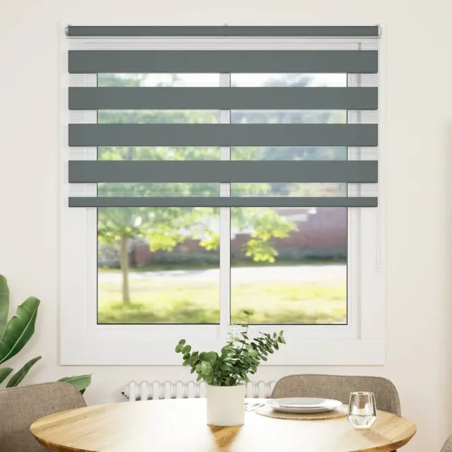 vidaXL Zebra rolgordijn 125x100 cm stofbreedte 120,9 cm donkergrijs