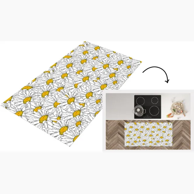 KitchenYeah Keukenloper - Loper keuken - Bloemen - Wit - Lente - Patronen - Keukenloper vinyl Multicolor