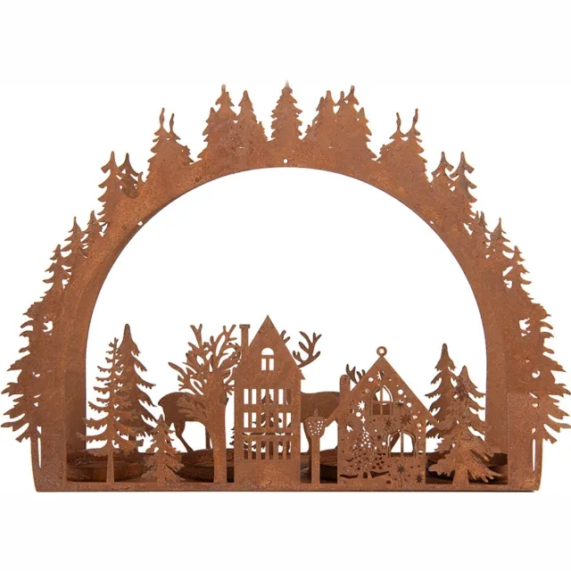 Clayre & Eef Waxinelichthouder 32x9x23 cm Bruin Metaal