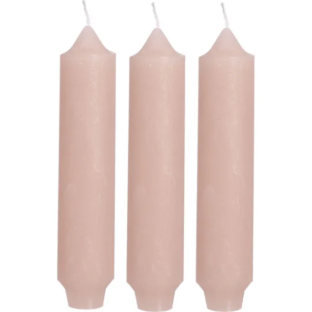 Hortus Palermo kaarsen set 3 stuks dia. 3.5 x H 17 cm zacht roze Hortus
