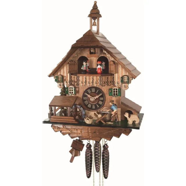 Engstler 4488_MT - Koekoeksklok - 1-daags kettinguurwerk - Notenhout - met muziek met dansend paar - 35 cm Bruin
