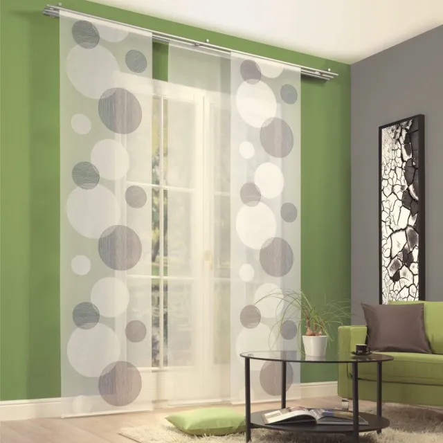 Unyqoos Decoratieve grijze schuifwand met elegant cirkeldesign van voile stof 245 x 60 cm grijs