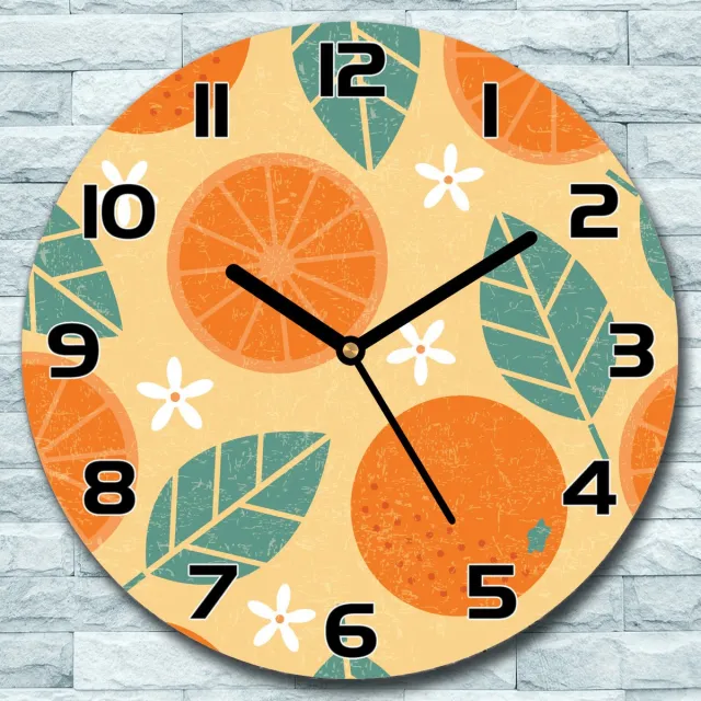 Coloray Wandklok - Citruswereld Klok Glas - 30fi cm - Oranje Wandklok - Wandklok Ronde - Wandklok Modern - Wandklok Keuken - Stille Wandklok Oranje - Citruswereld - Zwarte Handen