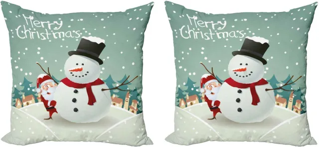 New Bed Kerstmis Kerst Winterthema Decoratieve Sierkussenhoes Set van 4 voor Bank Slaapkamer Woonkamer, 41cm x 41cm Gedrukte Kussenhoes Amandelgroene eierschaal