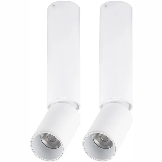 Globo Plafondlamp Plafondspot Eetkamerlamp Woonkamerlamp Keukenlamp, wit aluminium, beweegbare spot, 1x LED 8W 502Lm 3000K warm wit, H 23 cm, set van 2