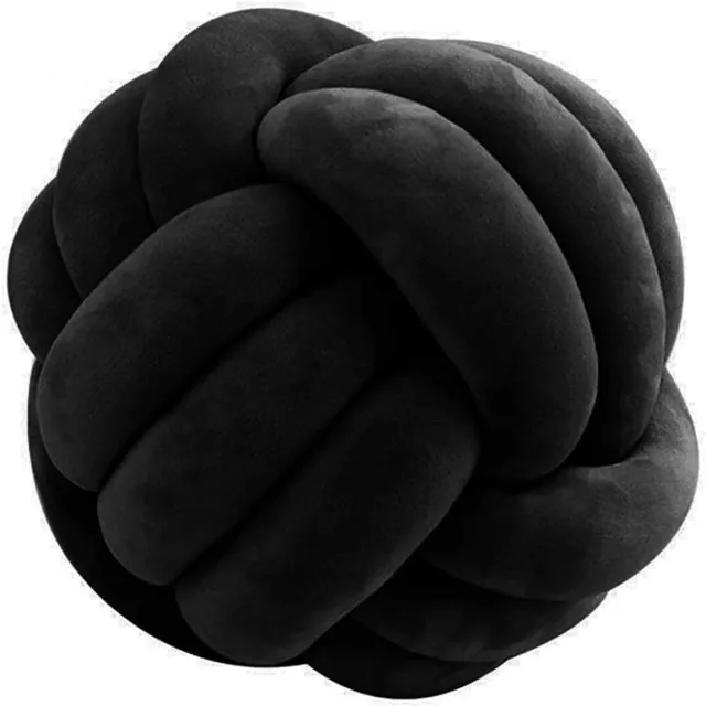 Unyqoos Knoopkussen Geknoopte Bal Ronde Pluche Decoratie Voor Bank, Bed En Slaapkamer Zwart 25 cm