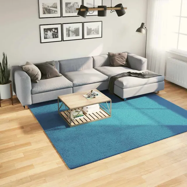 vidaXL Vloerkleed OVIEDO laagpolig 240x240 cm turquoise, foto 2