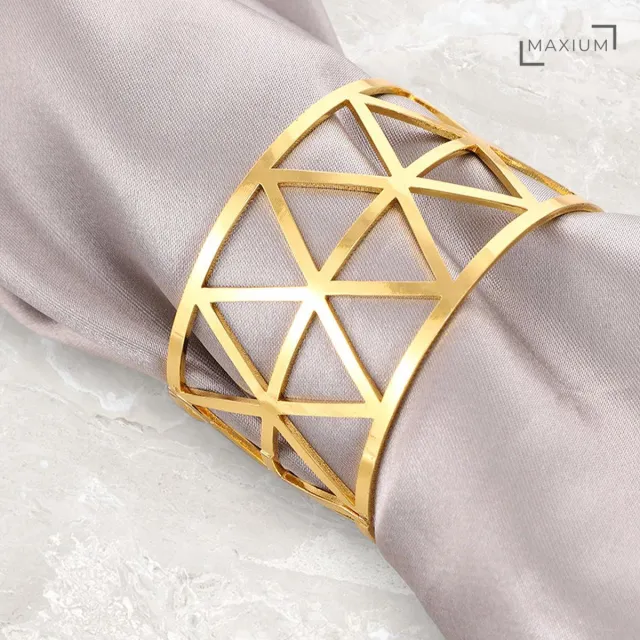 Maxium Servetring goud - 6 Stuks - Servetring Triangle - Tafel decoratie - Tafel accessoires - Bruiloft decoratie - Set 6 servetringen - Goud - Luxe Goud Triangle