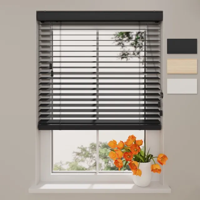 DTCH Houten Jaloezie - 50 mm - Essence - Zwart - 150 x 130 cm - Maten van 50 t/m 250 cm breed