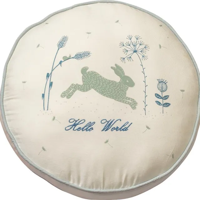 Taftan Hello World - Kussentje rond, gevuld Blauw