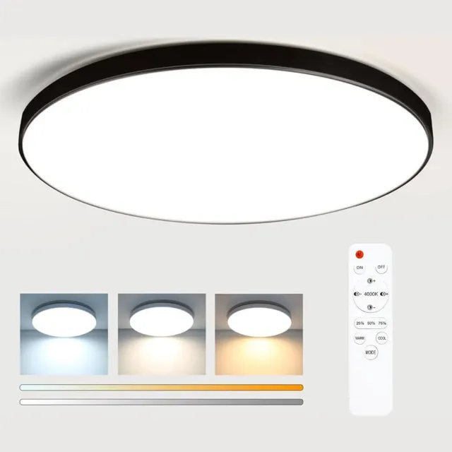 PEAM Plafondlamp - "Veelzijdige Dimbare LED Plafondlamp: 30W 4000LM, Afstandsbediening, 3000K/4500K/6500K Kleurtemperatuur Instelbaar, Zwarte Waterdichte Moderne Plafondlamp - Ideaal voor Woonkamer, Badkamer & Hal!"