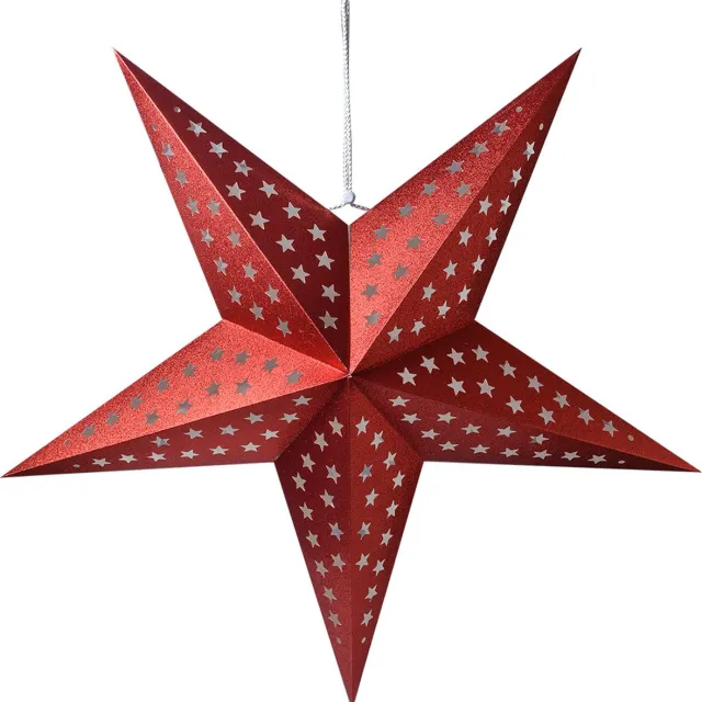 Clayre & Eef Hangende ster 90x20x90 cm Rood Papier