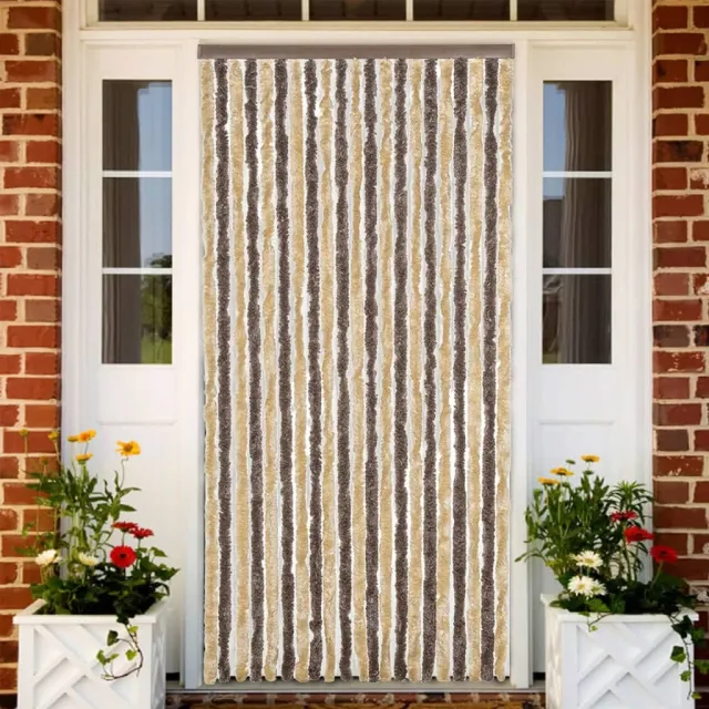 vidaXL Vliegengordijn 90x220 cm chenille donkerbruin en beige