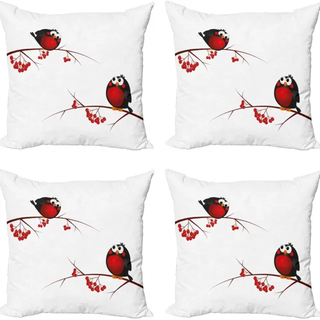 ABAKUHAUS Lijsterbes – 4x50x50 cm kussenhoes – Cartoondruk – Rood