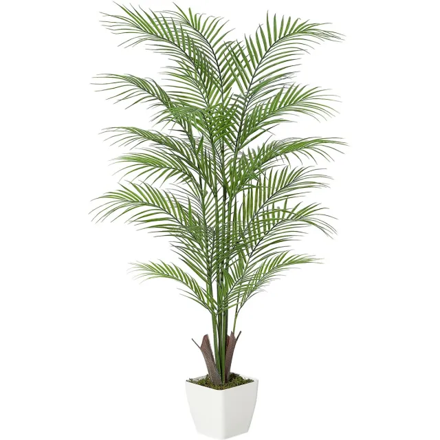 Triumpunpre 120cm Kunst Areca palmboom met pot, levensechte bladeren en takken – tropische staande kunstplant voor binnen en buiten, geschikt voor woning, kantoor, tuin en hoteldecoratie Groen