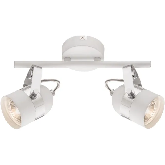 Globo Lighting Plafondlamp zwenkbare plafondspot 2 vlammen plafondlamp chroom wit, metaal, 2x LED 5W 290Lm warm wit, LxH 30x14,5 cm