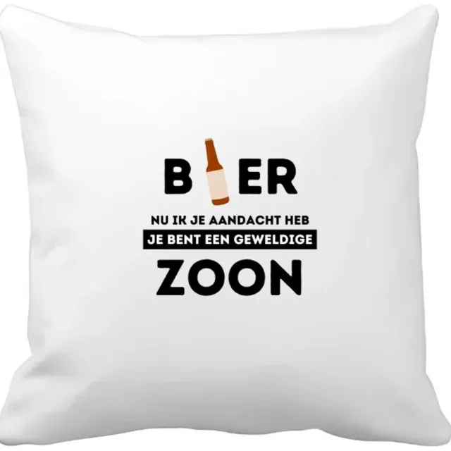Akyol bier, nu ik je aandacht heb je bent een geweldige zoon Kussen hoes - Zoon - de beste zoon - verjaardagscadeau - verjaardag - cadeau - cadeautje voor zoon - zoon artikelen - kado - geschenk - gift - 40 bij 40 cm Multicolor