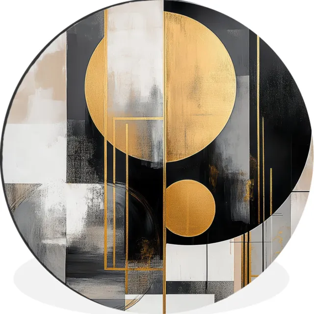 WallCircle Wandcirkel - Muurcirkel - Abstract - Goud - Zilver - Vormen - Aesthetic - Modern - Aluminium - Dibond - 30x30 cm - Binnen en Buiten Abstracte vormen