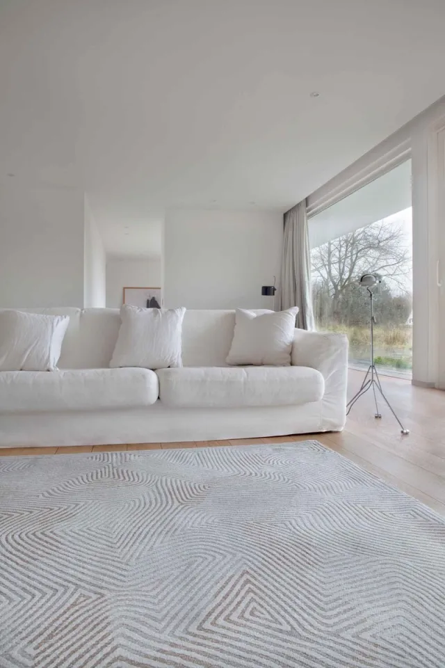 Louis de Poortere Wasbaar Binnen & Buiten Vloerkleed - 170 x 235 cm - Louis De Poortere Coral Oyster White - Laagpolig Tapijt - Gerecycled PET - Made in Belgium - Circulair Grijs