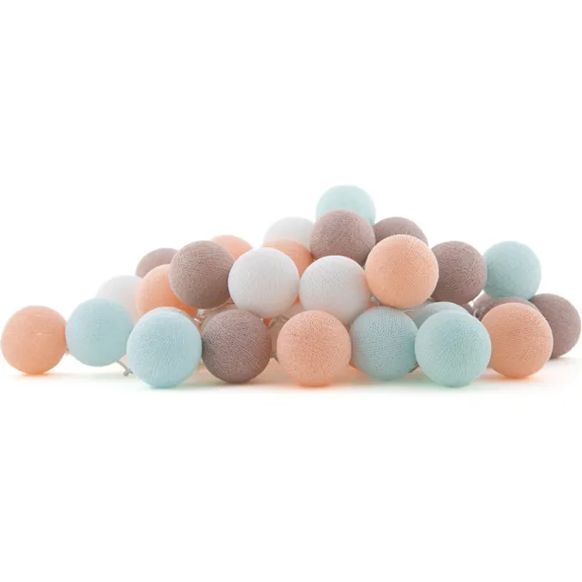 Cotton Ball Lights LED lichtslinger voor binnen - Handgemaakt en Fairtrade - 50 lampjes - Macaron