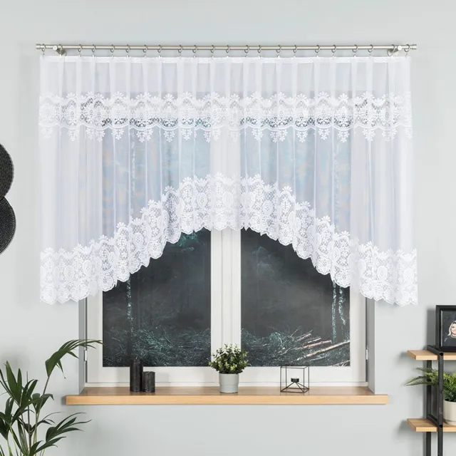 Markizeta DARIA - Jacquard Kant Gordijn - 300x120 cm - Witte Kleur