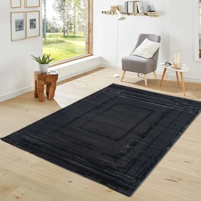 flycarpets Costa Modern Lijstmotief Vloerkleed - Antraciet / Donkergrijs - 120x170 cm