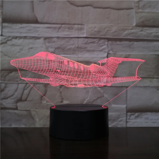MC Living 3D Led Lamp Met Gravering - RGB 7 Kleuren - Vliegtuig