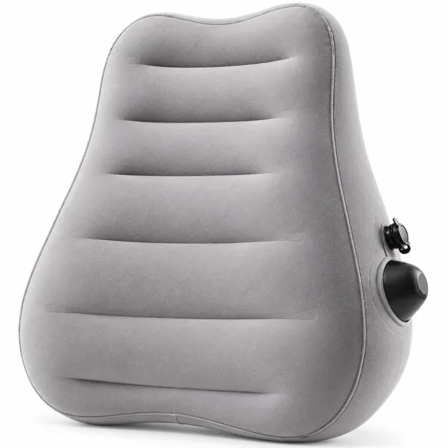 Gloovon Opblaasbaar Lendekussen - Ergonomische Lendensteun - Rugkussen met Drukpomp - Verstelbare Ondersteuning bij Rugklachten - Voor Bureaustoel, Auto en Reizen - 44x40 cm grijs