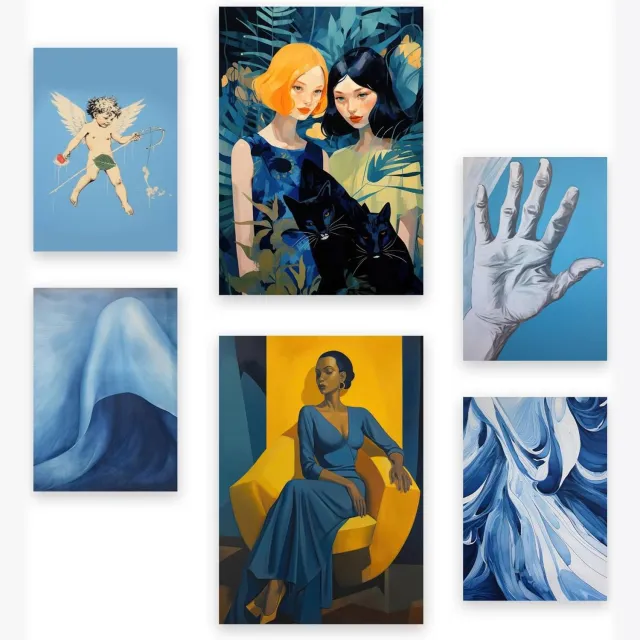 Nacnic Set van 6 Decoratieve Posters - Rustige Blauwtinten - A3 & A4