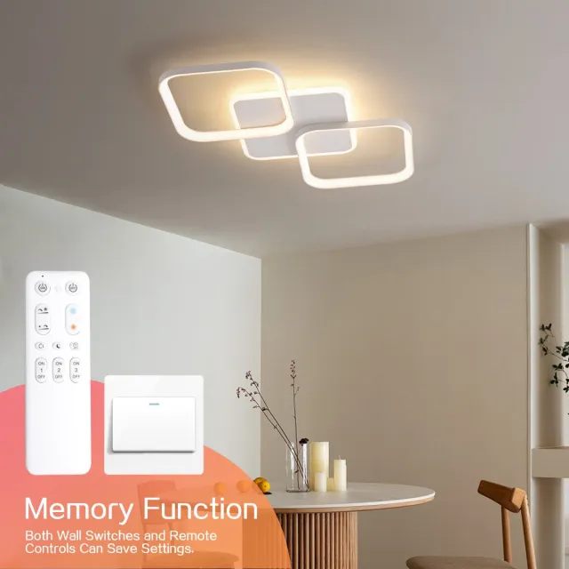 ANTENLICHT LED Plafondlamp - 2 LED Plafondlampen - LED Plafonniere - Dimbaar 3 staps - Met Afstandsbediening - 3000K-6500K - 4500LM - 40W - Wit