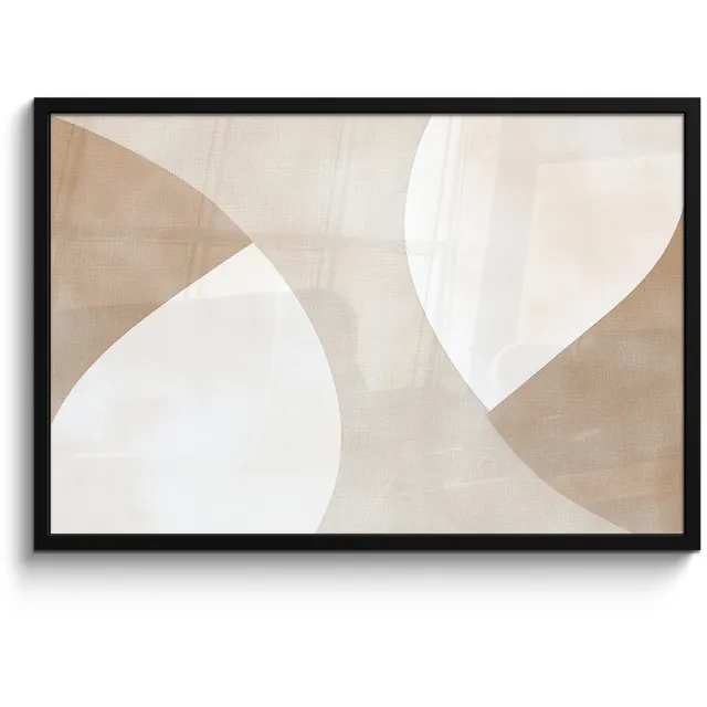 FrameYourWall Poster in lijst - Fotolijst 90x60 cm - Posters - Bruin - Japandi - Abstract - Posterlijst zwart - Decoratie - Wanddecoratie woonkamer - Muurdecoratie slaapkamer Japandi - Vlakken