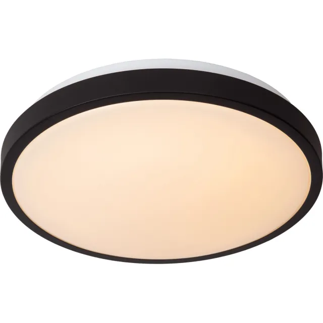 Lucide DASHER - Plafonnière (Plafondlamp) Badkamer - Ø 34,8 cm - LED - 1x18W 2700K - IP44 - Beweging & dag/nacht sensor - Zwart