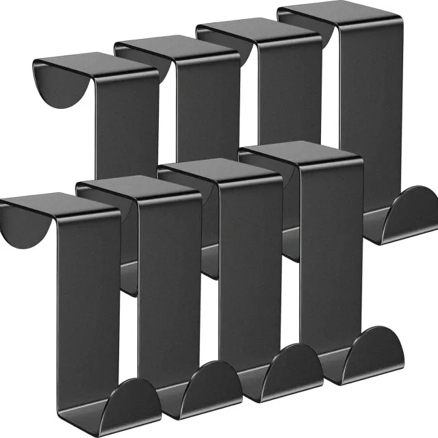 TOJ Keukendeurhaken Set van 8 Stuks - Keukenkast haken Deurkapstok - 5KG Belastbaar - RVS - Mat Zwart - LET OP: