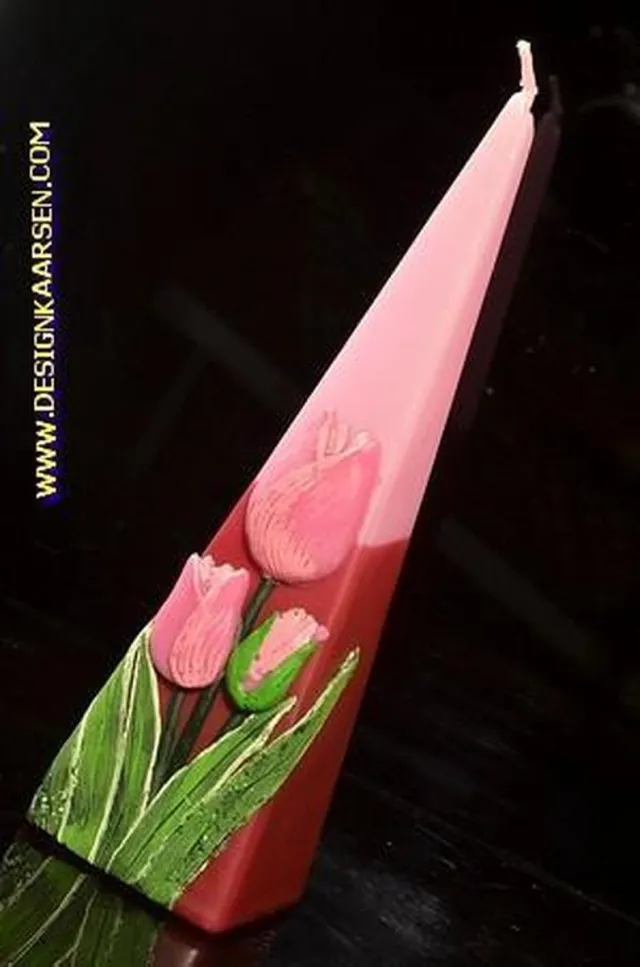 MilaNNE Tulp, Kaars Piramide, 24 cm PAARS-ROOD paars, rood