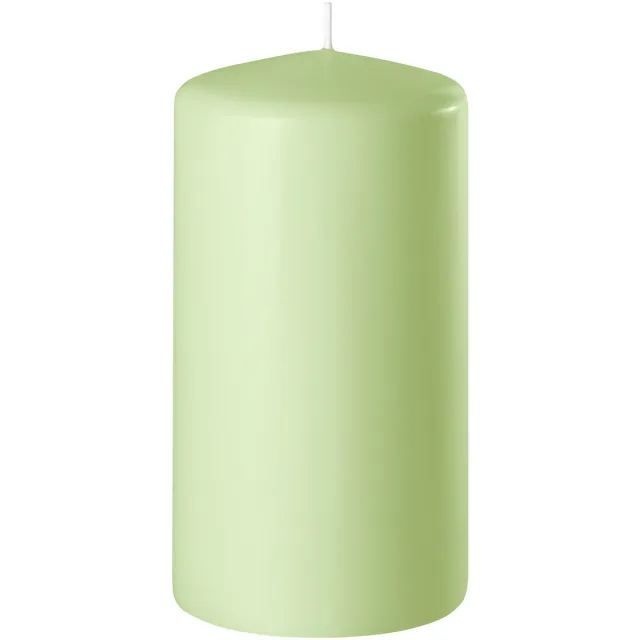 Enlightening Candles Cilinderkaars - stompkaars - lichtgroen - D6 x H15 cm - 58 branduren - Dikke kaarsen - Voor kandelaar of plateau