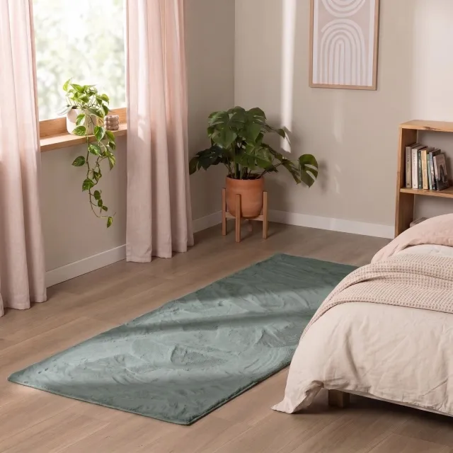 NATURL. Zacht laagpolige loper - Cozy Groen | Wasbaar & vormvast - 80x300cm