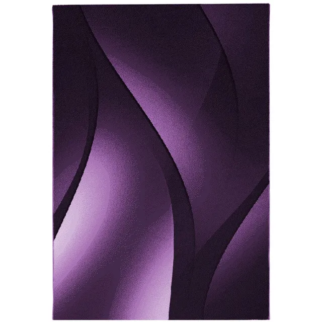 Tapijtenmagazijn Plus Vloerkleed – Zwart/lila – Golvend 3D Design – Laagpolig Wit