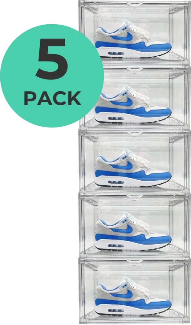 First Amsterdam Sneakerbox - 5 stuks - Schoenen doos - Schoenen opbergen - Schoenen opbergbox - Transparante box