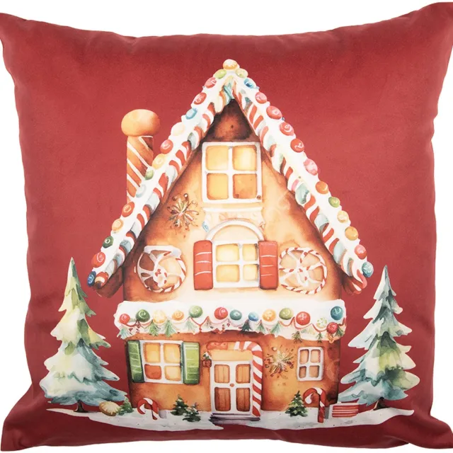 Clayre & Eef Kussenhoes 45x45 cm Rood Polyester Kers