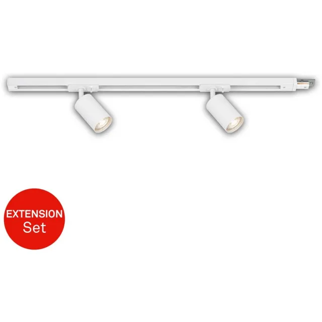 Briloner Rail - Verlenging voor Railverlichting - uitbreidingsset - opbouwrail - 2x GU10 spots - draaibaar - 0.75 cm - wit