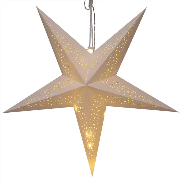 Casaria Kerstster - Draadloos Opvouwbaar 5 Punten 10 LED´s 60cm - Beige Wit