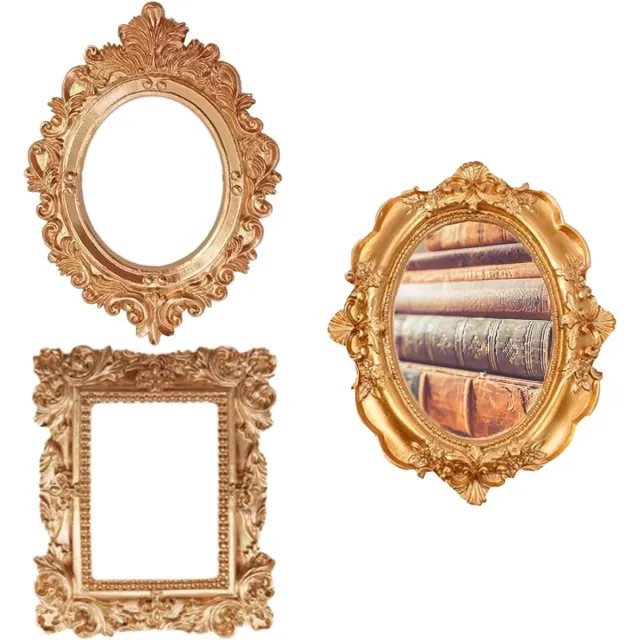 Vintage Ovalen Fotolijst, retro, set van 3 stuks, antieke vintage fotolijst, goud