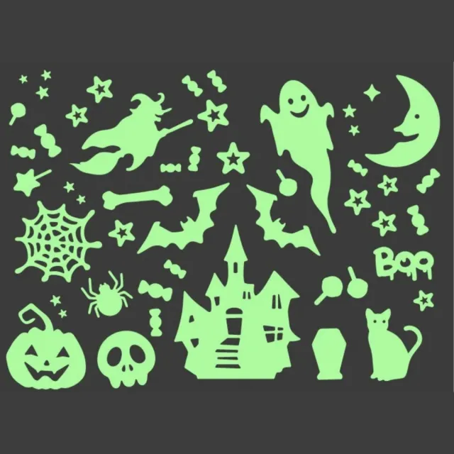 GLOPLAY Essentials Series - The Brightest Glow in The Dark Wall Stickers “Halloween" Everyday Set - Package size: 11x31cm 64gr Groen