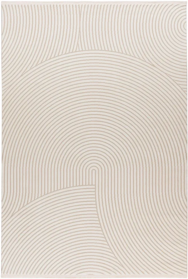 Padiro design laagpolig vloerkleed 120 x 170 cm - crème / offwhite - modern geometrisch patroon - voor vloerverwarming - van polypropyleen, polyester en katoen beige